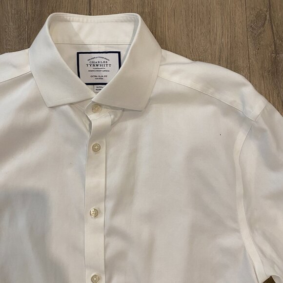 Charles Tyrwhitt Non-Iron Extra Slim Fit Dress Shirt – White – 16/33 - Picture 2 of 8